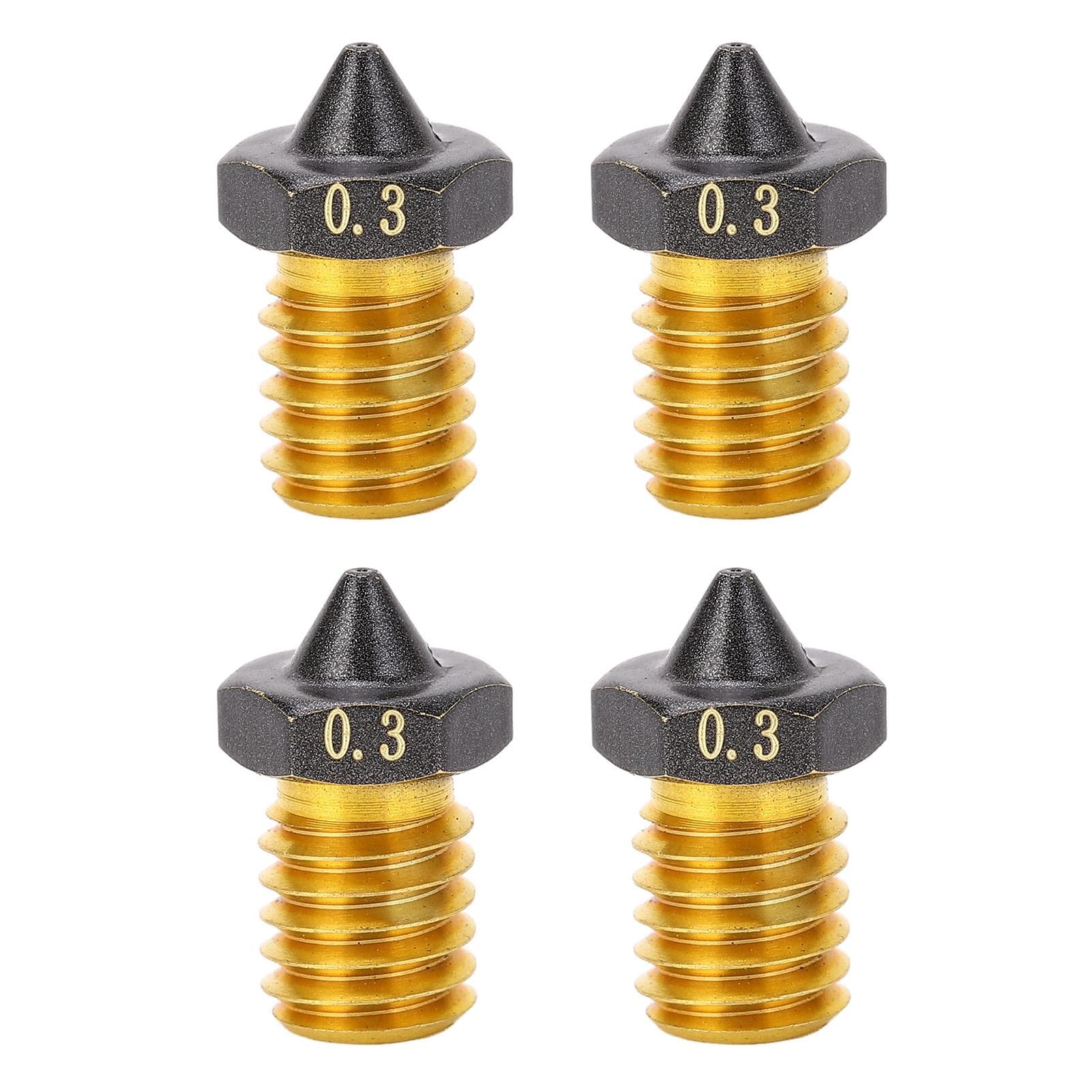 4PCS 3D Printer Nozzle Set PTFE Coated High Flow High Speed Printing Extruder Brass Nozzle for 0.3mm