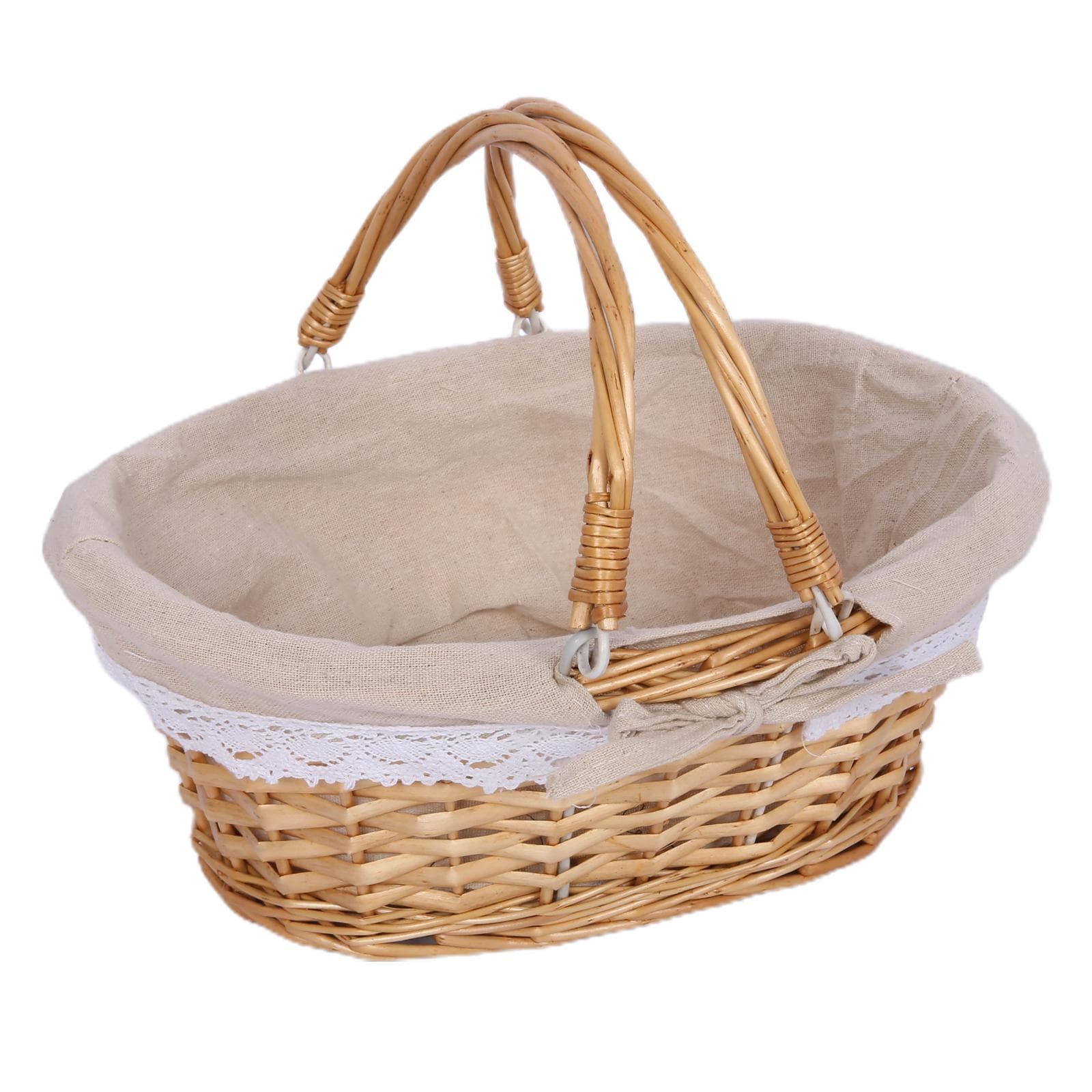 Woven Basket Folding Handle Portable Eco Friendly Rattan Picnic Basket for Bathroom Gift 2
