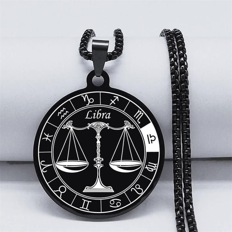 12 Constellation Stainless Steel Chain Necklace Women/Men Silver Necklace Jewelry