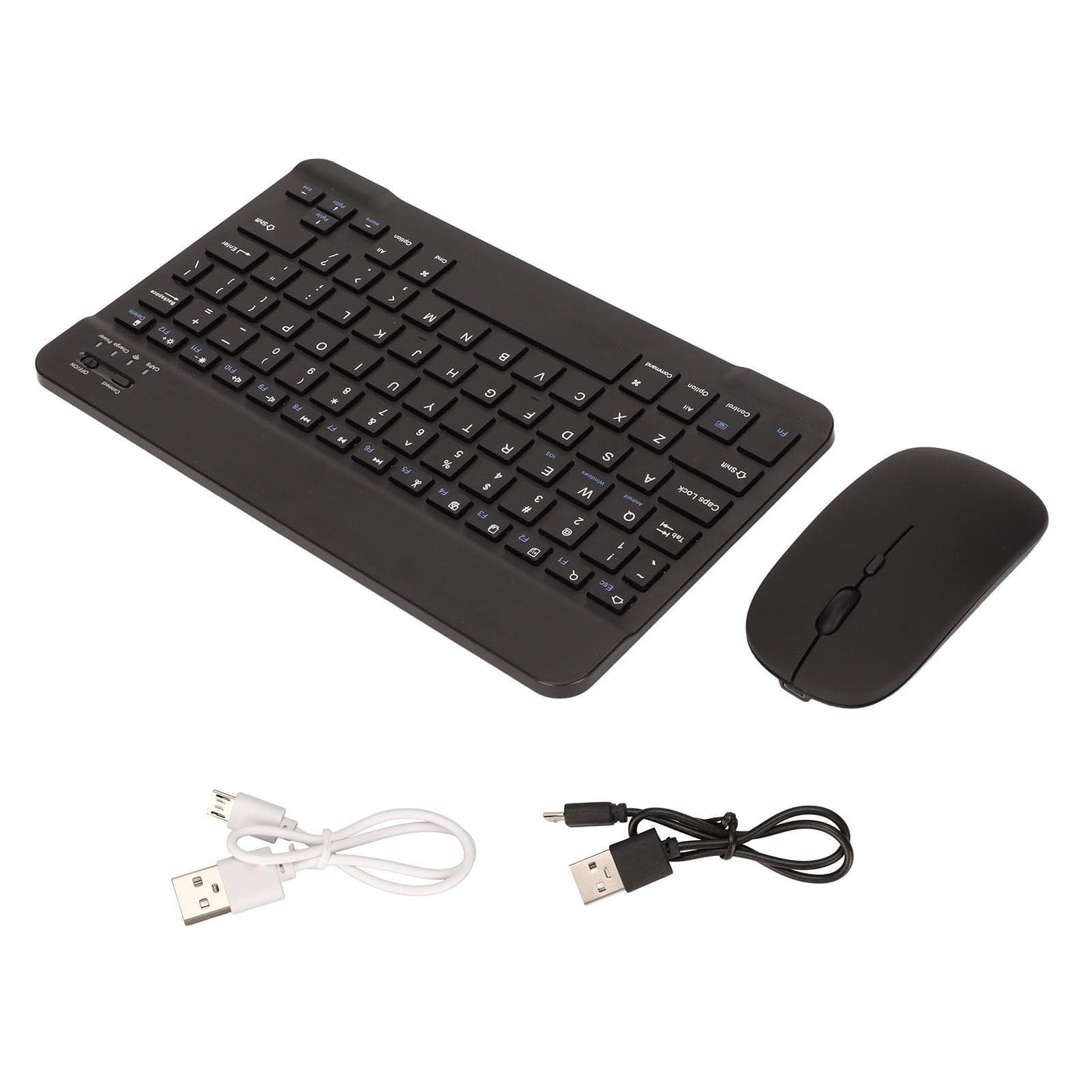 Wireless Keyboard Mouse 2.4G Bluetooth Dual Mode Rechargeable Portable External Silent 10in Black
