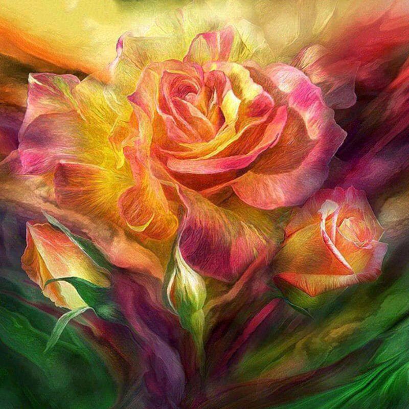 Diamond Embroidery Cross Stitch Painting Abstract Flower Full Round Diamond Painting Home Decor 30x30CM