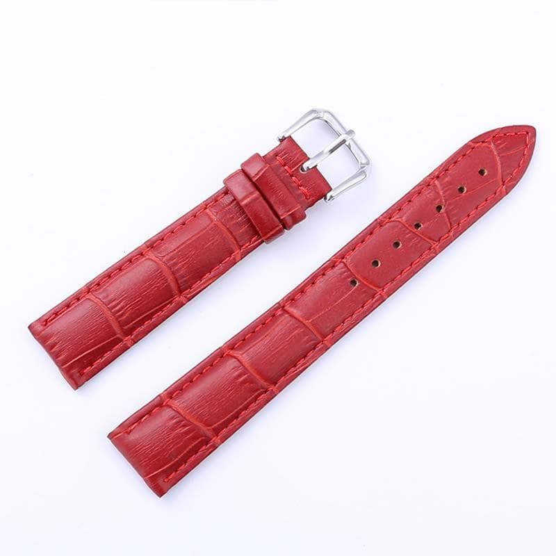 Genuine Leather Watchbands 12/14/16/18/20/22/24 Mm Watch Band Strap Steel Pin Buckle High Quality Wrist Belt Bracelet 16MM red