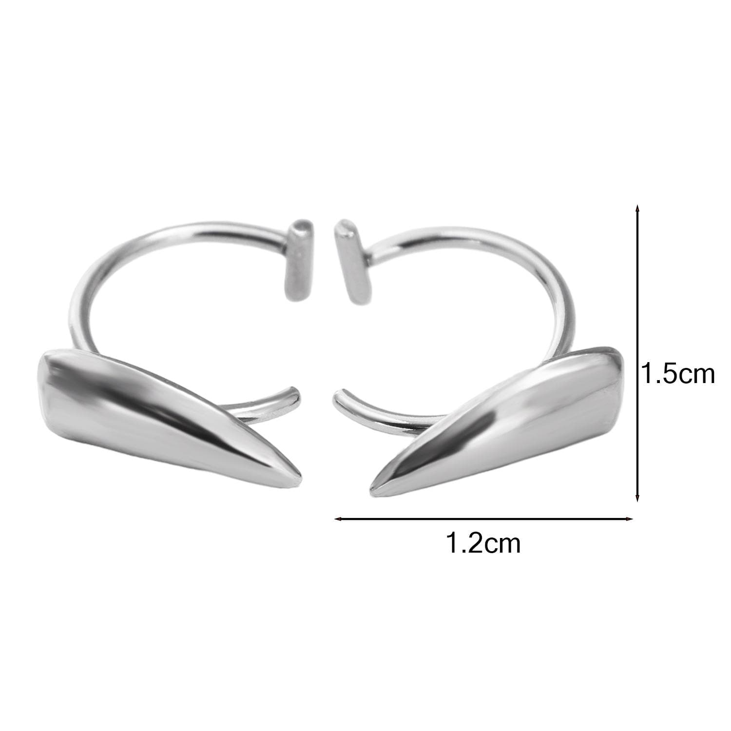 1pair Stainless Steel Personalised Sharp Teeth Fake Piercing Lip Ring Punk Exaggerated Jewelry for Women Gothic Body Jewelry silver