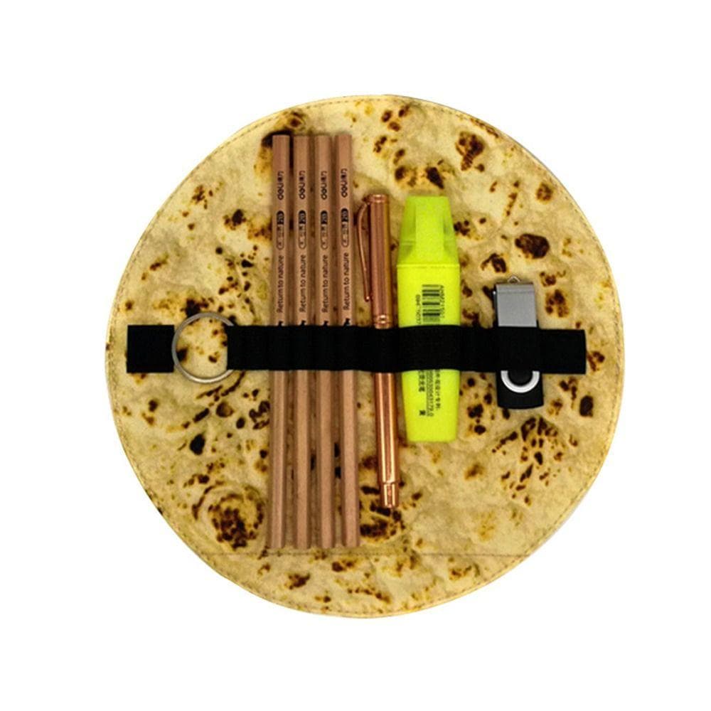 Soft Canvas Tortilla Roll Pencil Case Funny Pencil Pouch Portable Pencil Holder Bag For Student School Suppliers Gift Pencil Bag