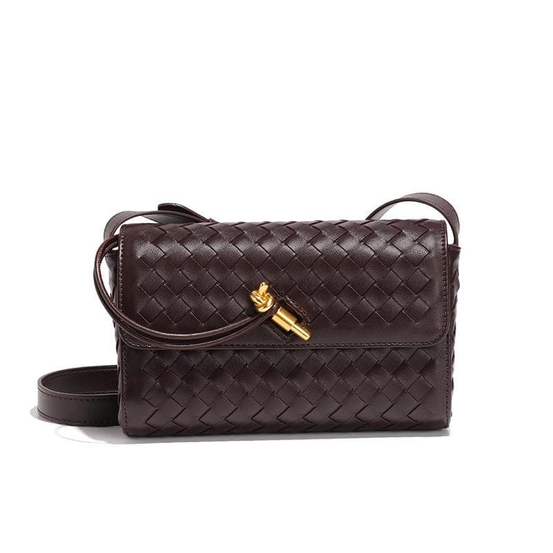 Small Square Bag with A Simple and Fashionable Lock Buckle, Hand-woven By A Woman, Can Be Worn Across The Shoulder