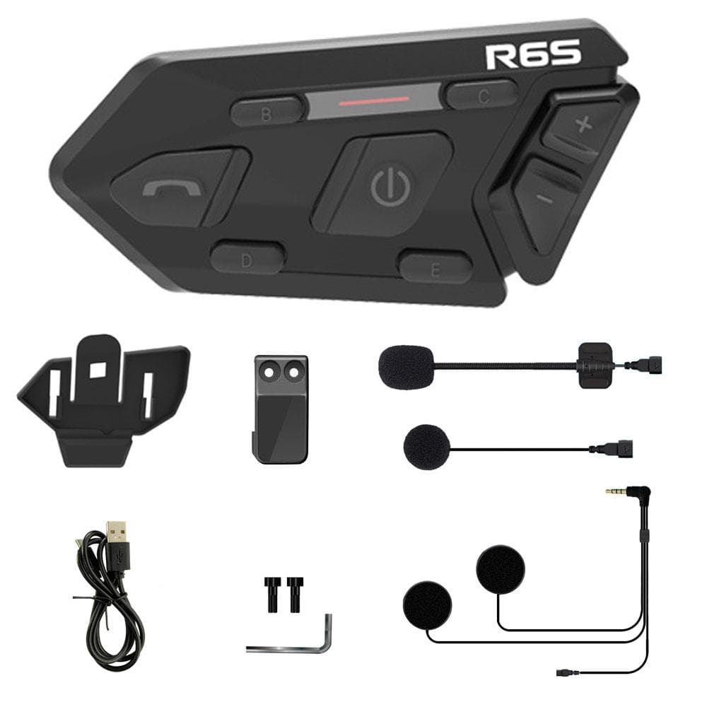 WAYXIN 1PC Motorcycle Helmet Intercoms 1200m BT Headset Wireless Interphone Waterproof Support 1PC black