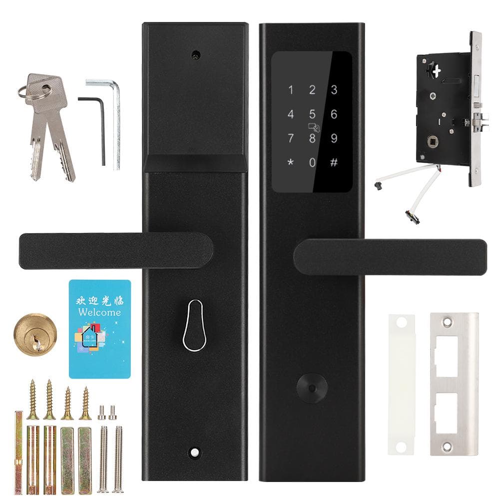 Ultrathin Bluetooth APP Card Password Key Wood Door Lock for Home Hotel ApartmentBlack black