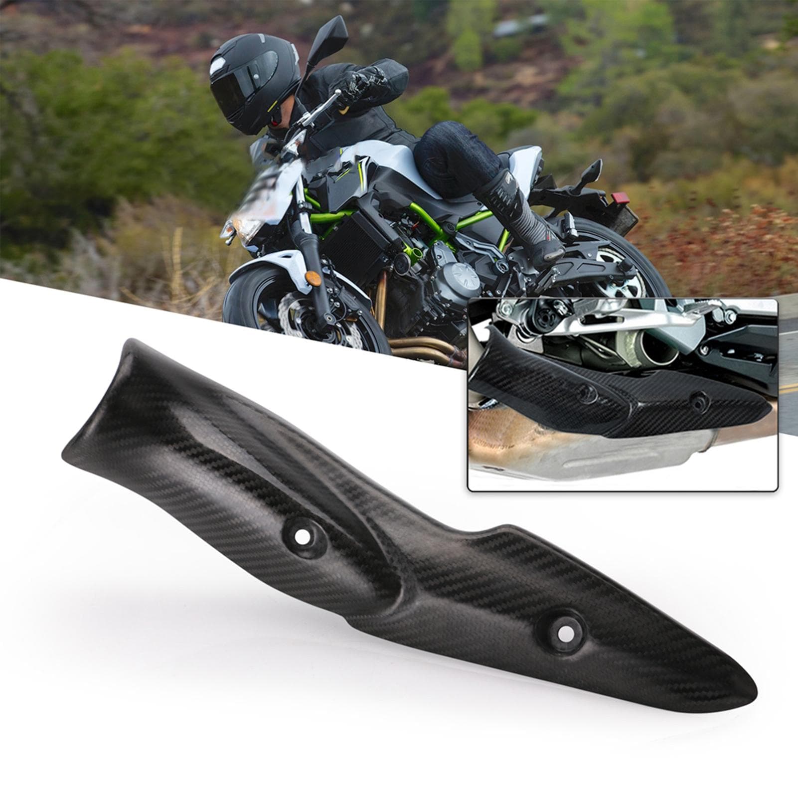 Motorcycle Heat Shield Cover Guard Middle Link Pipe Exhaust System Carbon Fiber Anti-Scalding Shell black