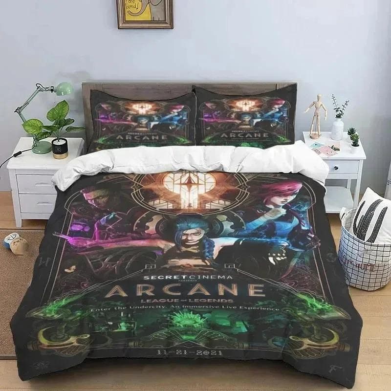 3D Print Jinx Arcane Bedding Set Duvet Cover Bed Set Quilt Cover Pillowcase Comforter king Queen Size Boys Adult Bedding Set AU Double 180x210cm