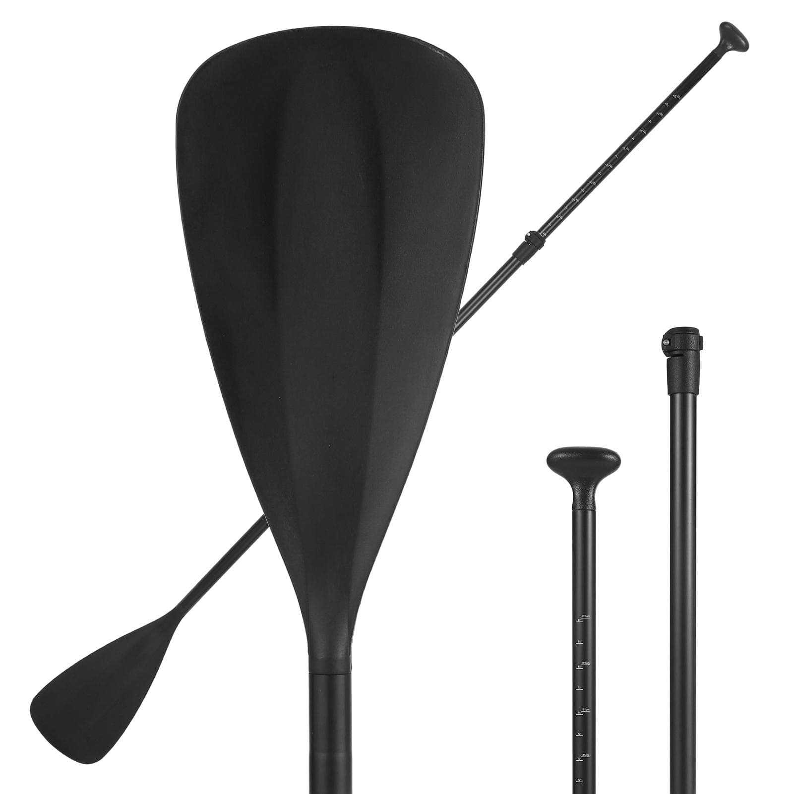 3-Piece SUP Paddle Adjustable Aluminum Stand Up Paddleboard Paddle black