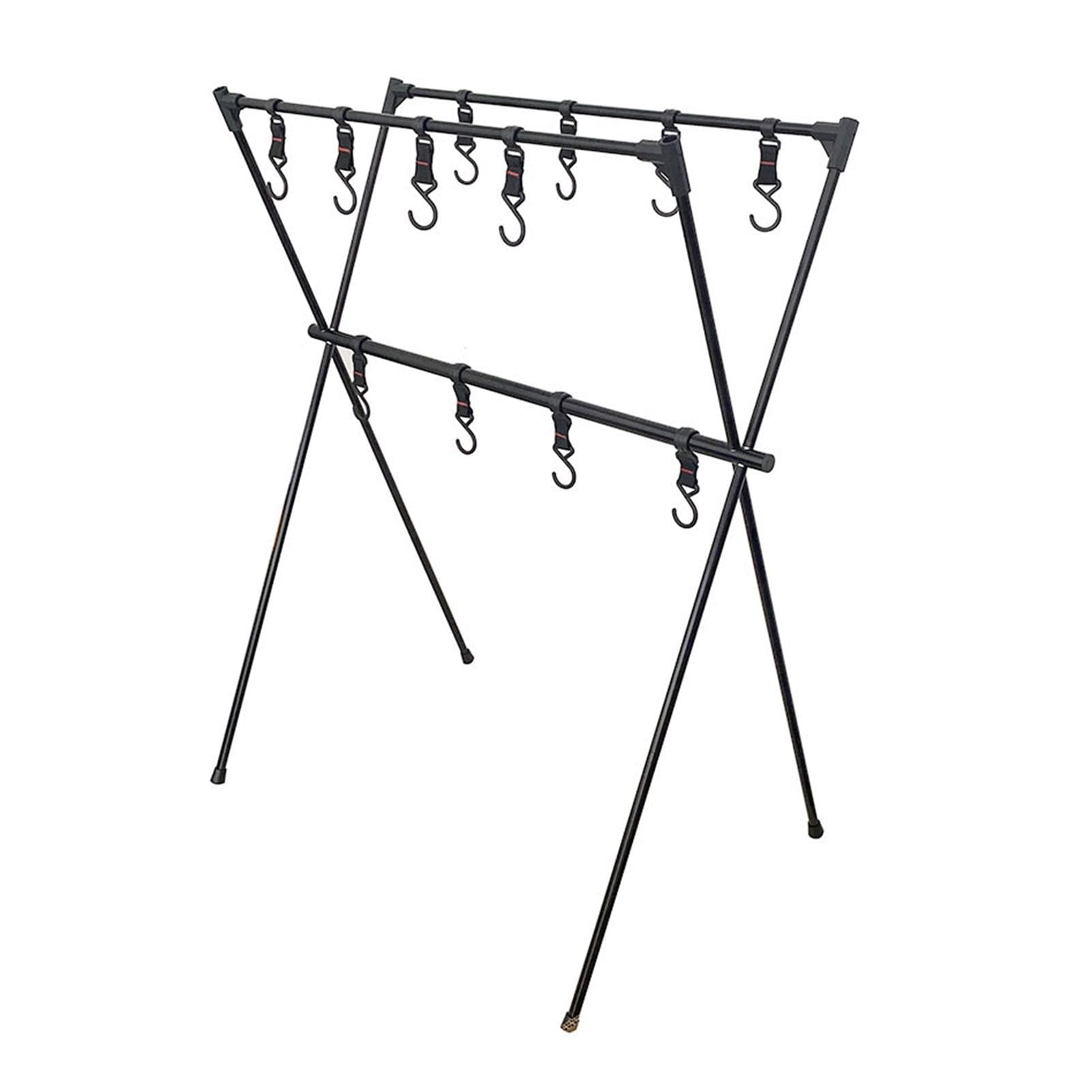 Lightweight Folding Camping Cookware Hanging Rack Shelf Portable Aluminum Alloy Outdoor BBQ Tool Type 1 black