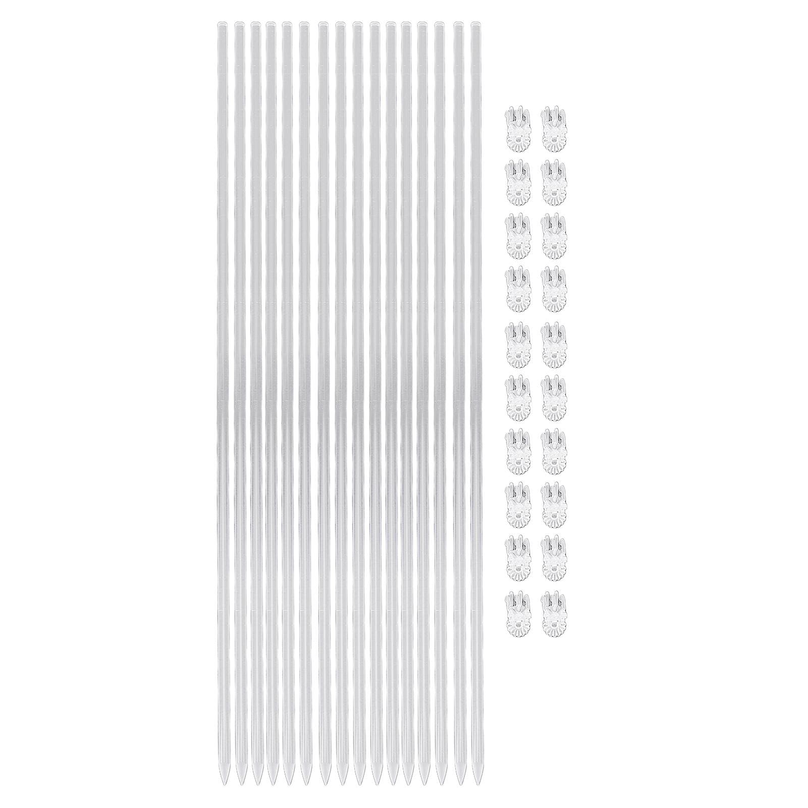 16 Pcs 15.6 Inch Acrylic Plant Stakes Clear Flower Support Sticks with 20 Pcs Clips for Orchid