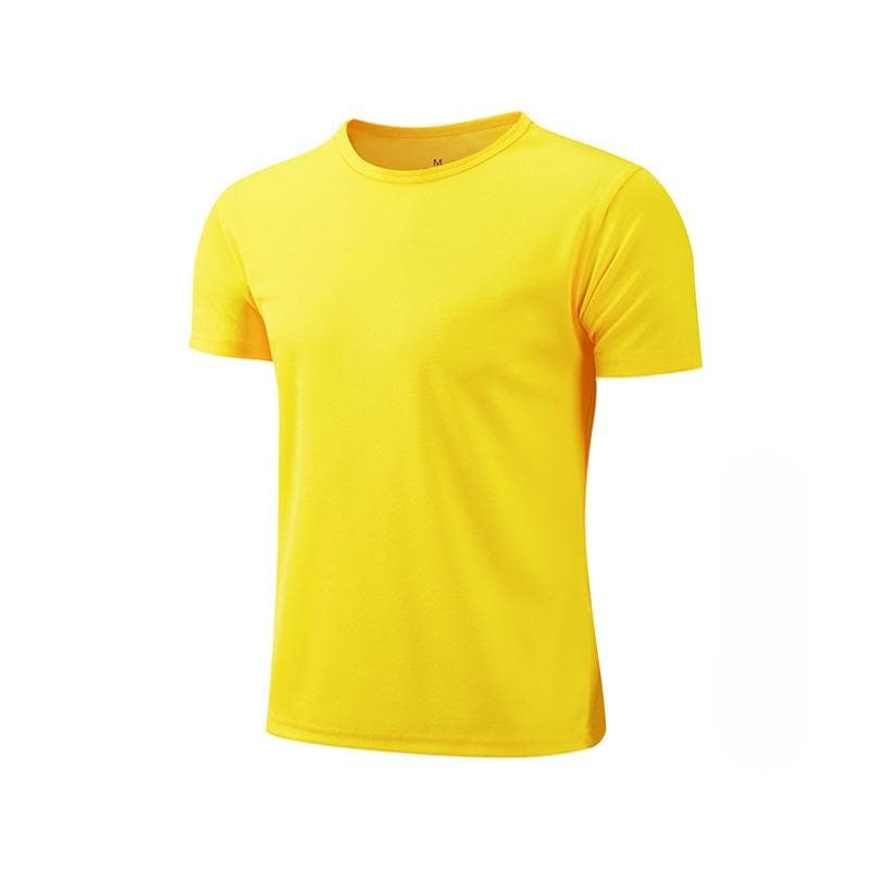 Summer Round Neck T-shirt Quick Dry Clothes Work Clothes Short-sleeved T-shirt M yellow
