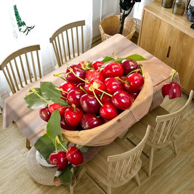 Fruit Cherry Pattern Tablecloth Green Vegetables Dustproof Washable Cloth Thicken Cotton Rectangular And Round Table Cloth 80 X 80CM