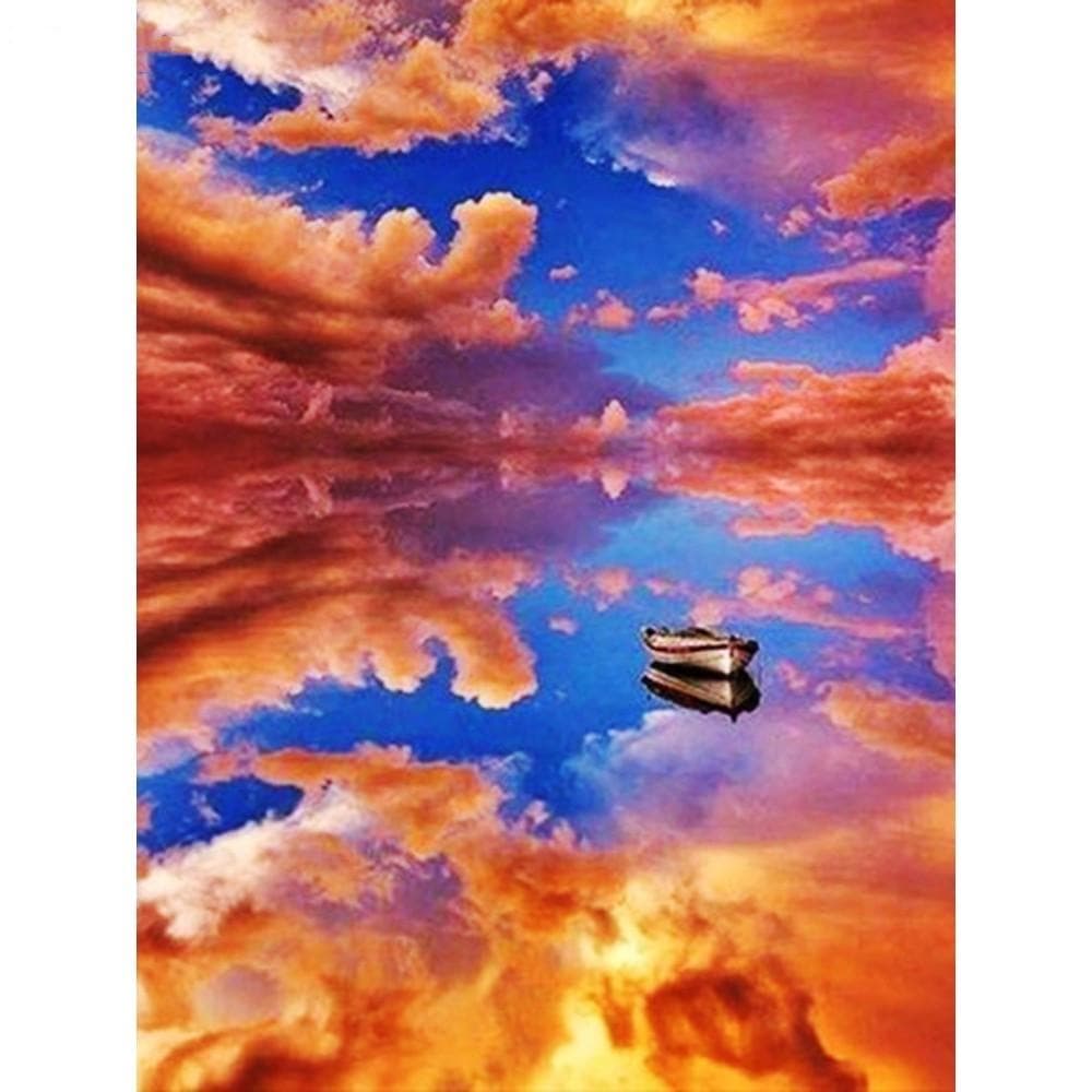 Diamond Embroidery Sea 3D Round Diamond Painting Fire Cloud Cross Stitch Round Full Drill 20X30CM