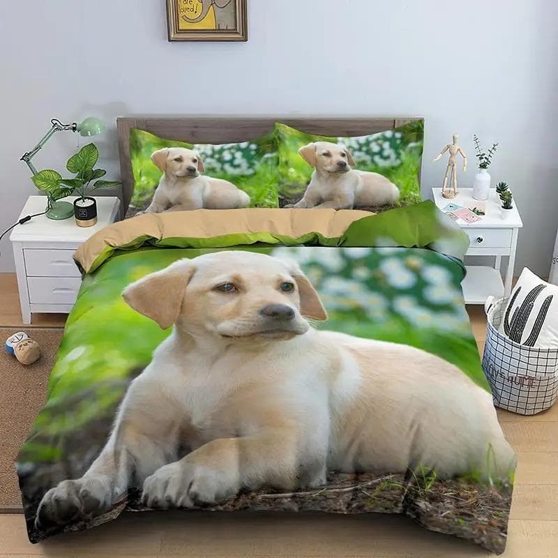 Dog Duvet Cover Set Golden Retriever Queen Size Bedding Set For Boys Girls Microfiber 3D Pet Themed Animal Funny Dog Quilt Cover EU SuperKing 260x220