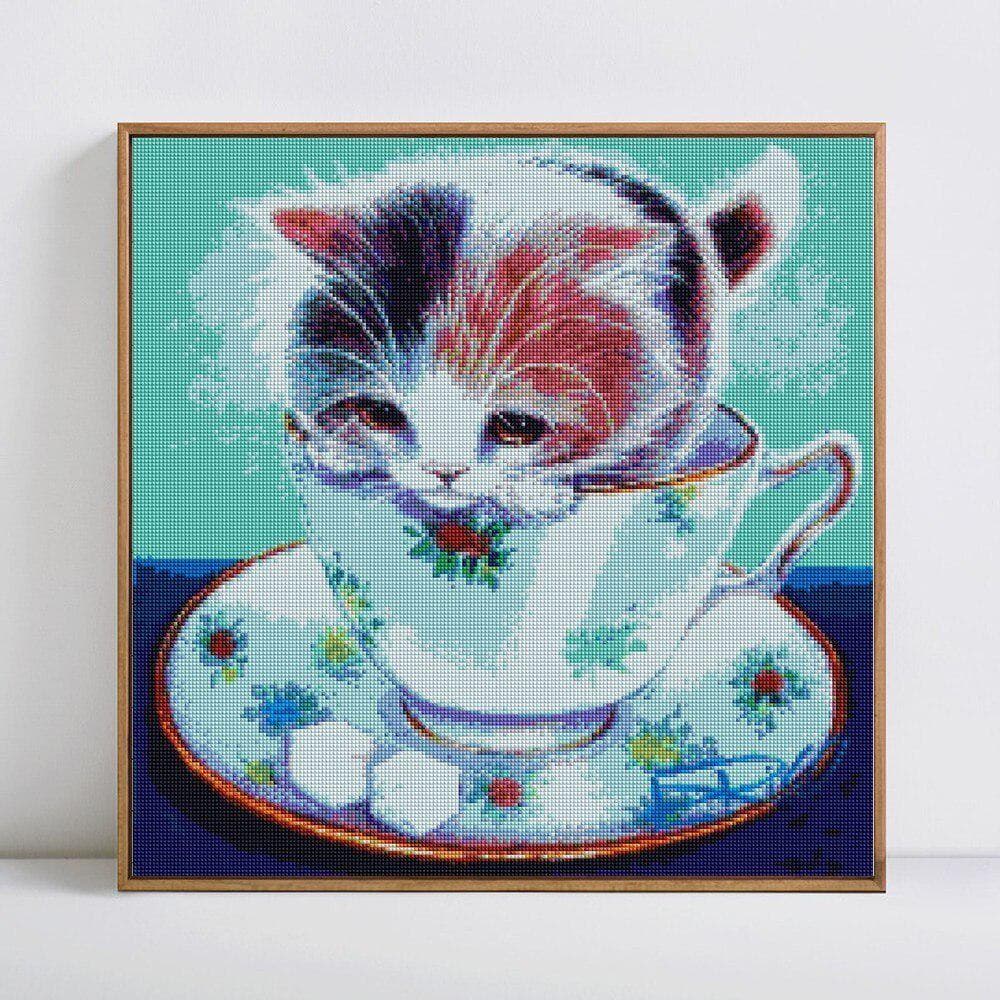 5D DIY Diamond Embroidery Animal Cat Rhinestones Picture Diamond Painting Full Round Diamond 30x30CM