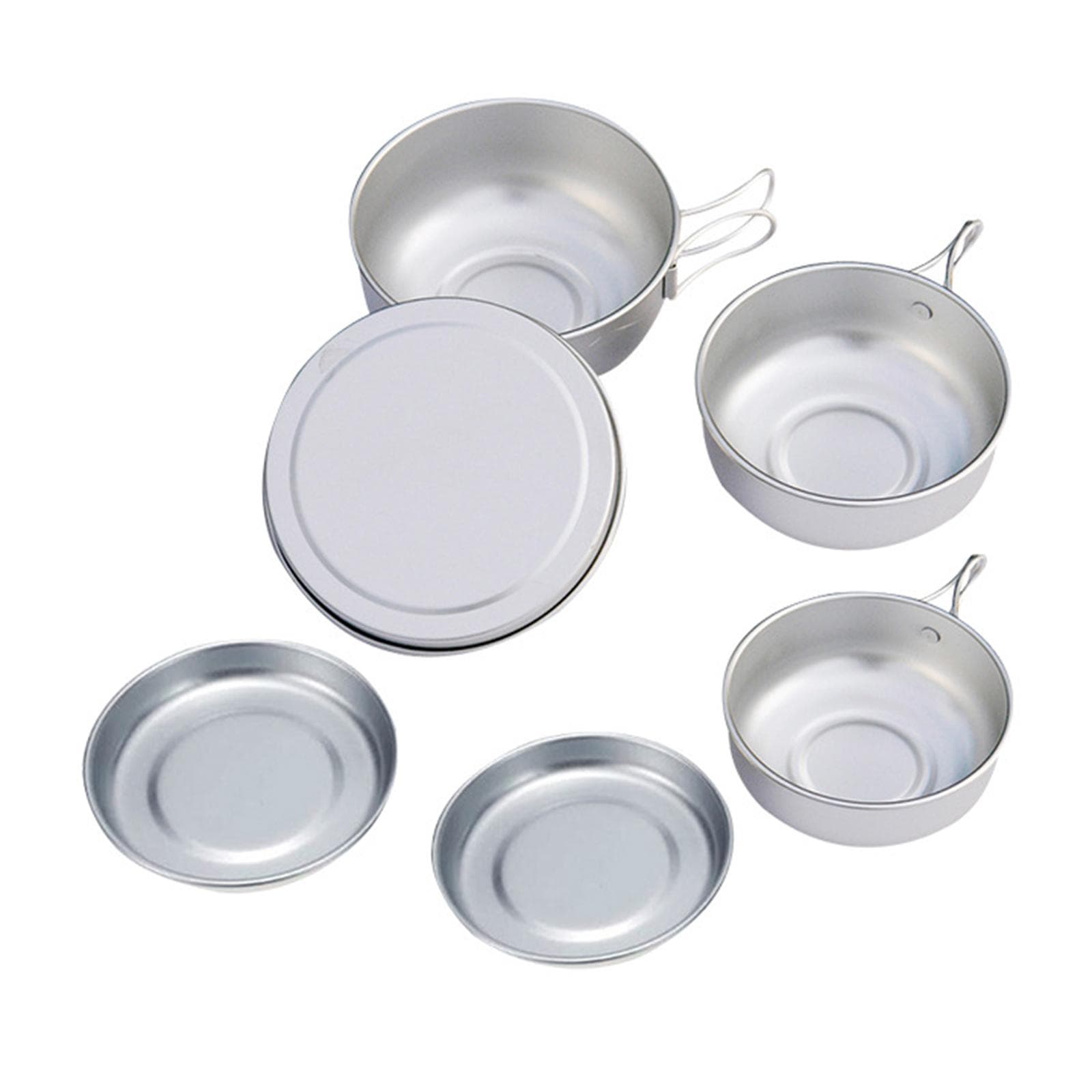 Camp Plates And Bowls Sets Backpacking Picnic Cooking Bowl Ultra-lightweight silver