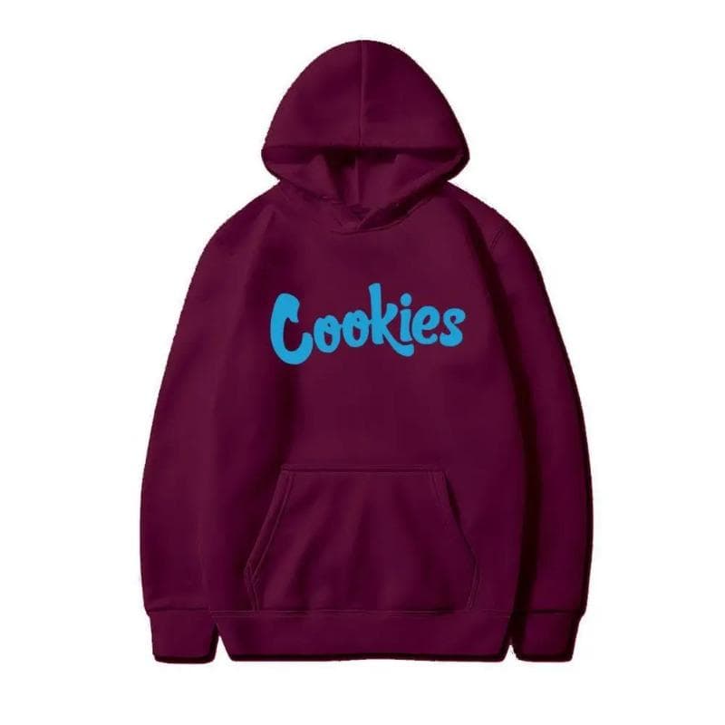 Cookies Printed Hooded Sweatshirt Trendy Men'S Women'S Pullover Hoodies & Sweatshirts Unisex M burgundy