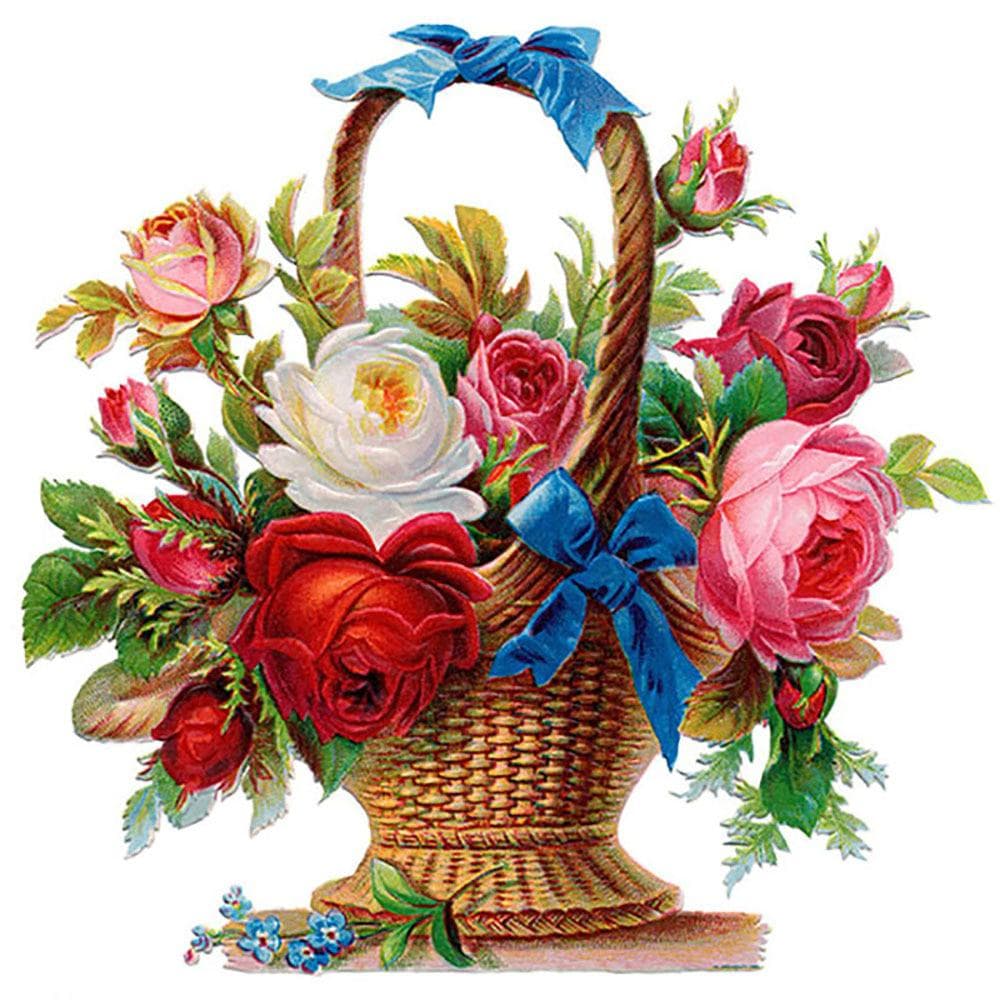 5D DIY Diamond Painting Flower basket Embroidery Cross Stitch Rhinestone Mosaic Home Decor 30X30CM