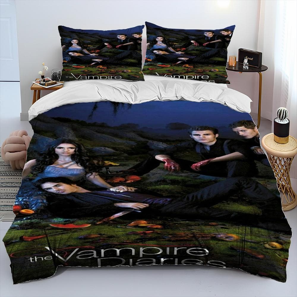 New Movie The Vampire Diaries Bedding Set Single Twin Full Queen King Size Bed Set Adult Kid Bedroom Duvetcover Set Home Textile AU Single 140x210cm