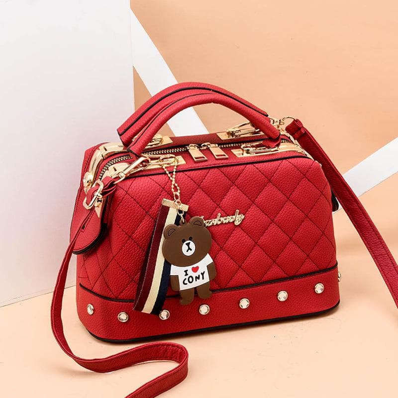 SCIONE New Single Shoulder Oblique Cross Women Bag Fashion Women Bag Small Square Bag 25cm*13cm*22cm red