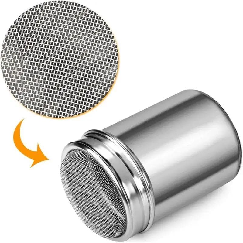 304 stainless steel powder duster with mesh perforated toothed canister Powder duster Korean powder cartridge silver