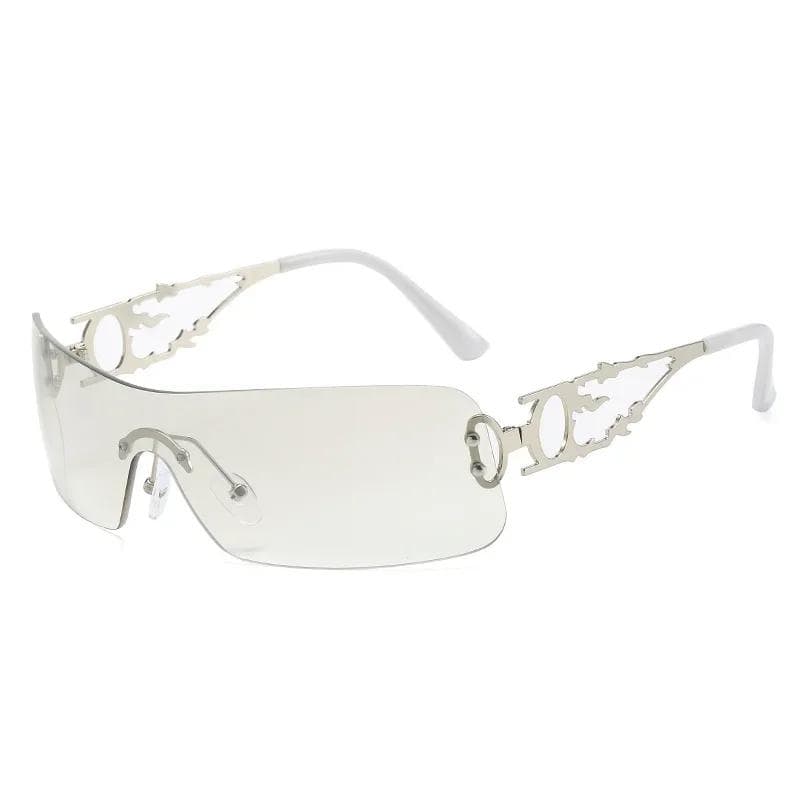 Vintage y2k One Piece Rimless Sunglasses Women Men Fashion Luxury Brand Designer Hollow Punk Hip Hop Sun Glasses 1PC