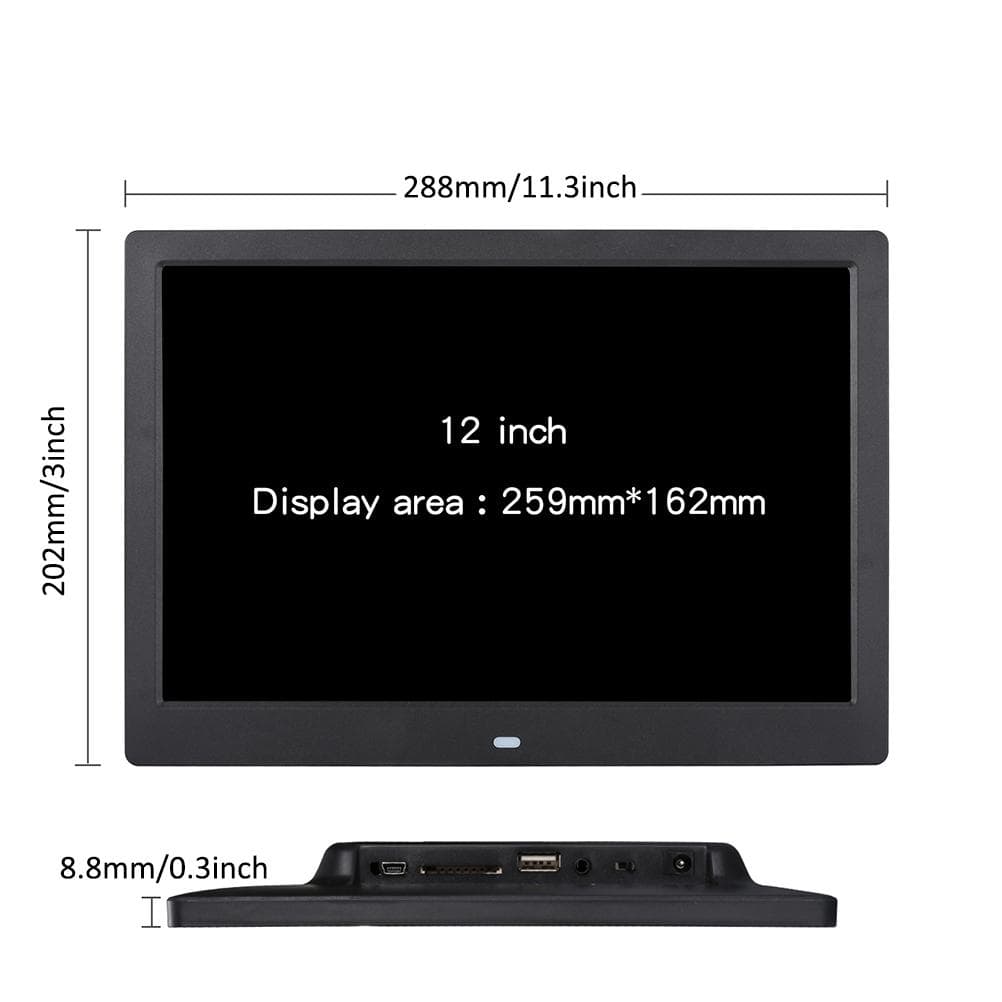 12 Inch Digital Photo Frame  Electronic Smart Picture Video Player Remote Control Plays Picture US Plug white