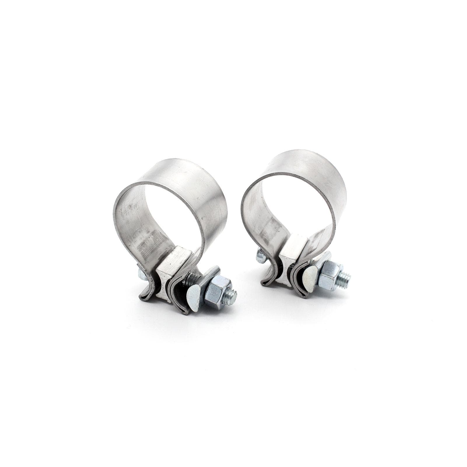 2pcs 2inch T409 Stainless Steel Narrow Band Muffler Exhaust Pipe Clamp Sleeves silver