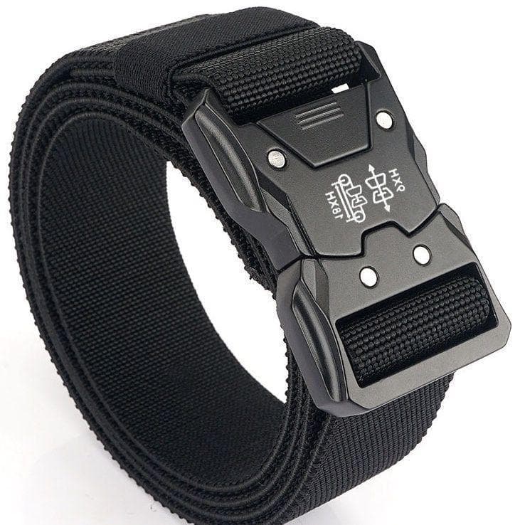 Versatile Student Outdoor Military Training Belt - Casual, Breathable, Simple Sports Design with Alloy Buckle and Imitation Nylon Material black