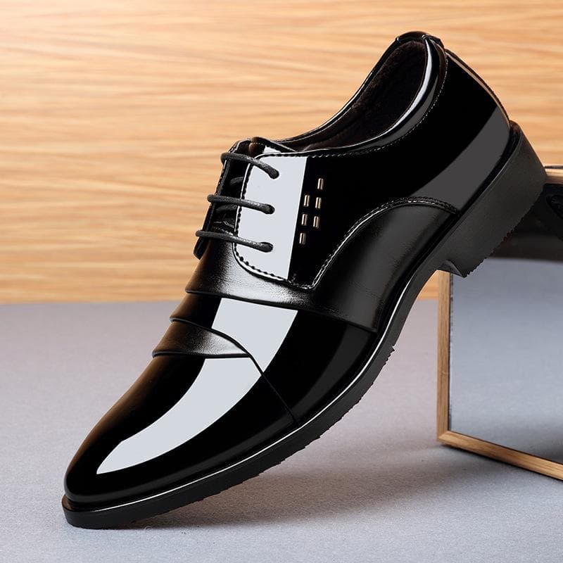 Leather Shoes Men's Business Formal Wear British Casual Shiny Patent Leather Shoes Youth Work Plus Size Trendy Leather Shoes 44