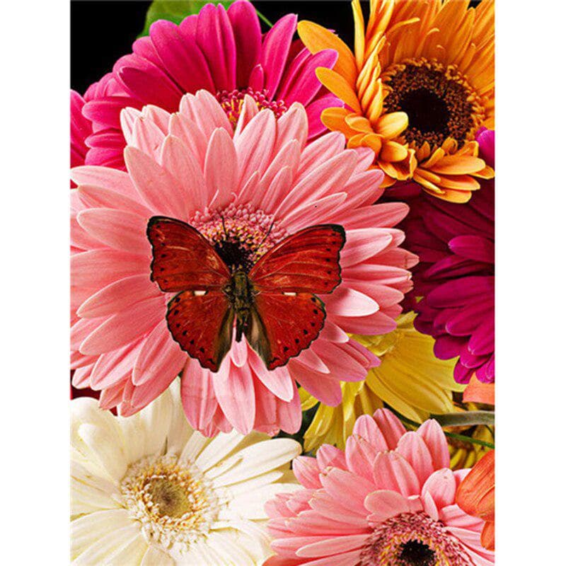 5D Diamond Painting Butterfly Flowers DIY Diamond Embroidery Cross Stitch 20X30CM