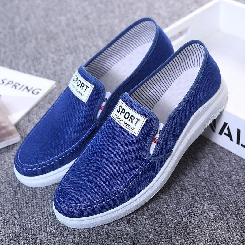 Old Beijing Men's Cloth Shoes Shoes Non-slip Wear-resistant Denim Low-top Sneakers Canvas Men's Shoes 40 blue