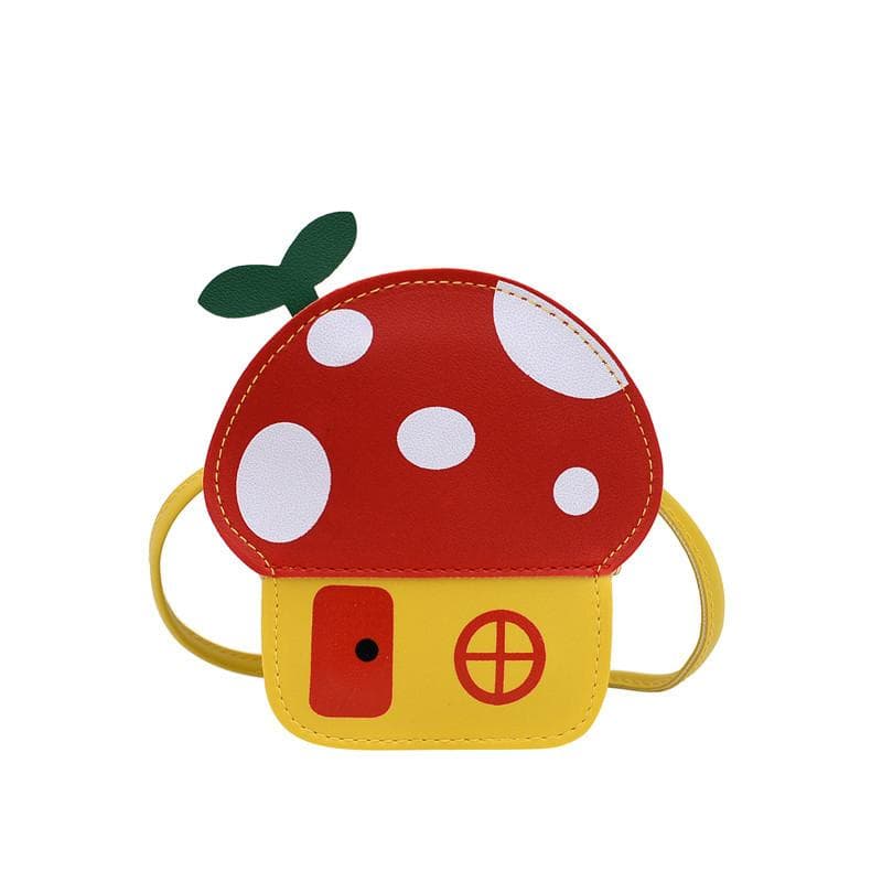 New Kids Messenger Bag Cute Cartoon Mushroom House Styling Coin Purse for Baby Girls Fashion Princess Shoulder Bag Girls Gifts red