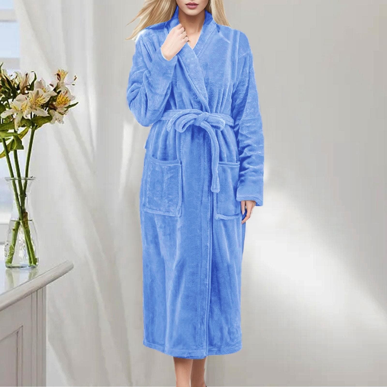 Thicken Warm Flannel Robe Winter Long Sleeve Plush Bathrobe Cardigan Women Fleece Nightgown Lounge Sleepwear Bathing Homewear XL