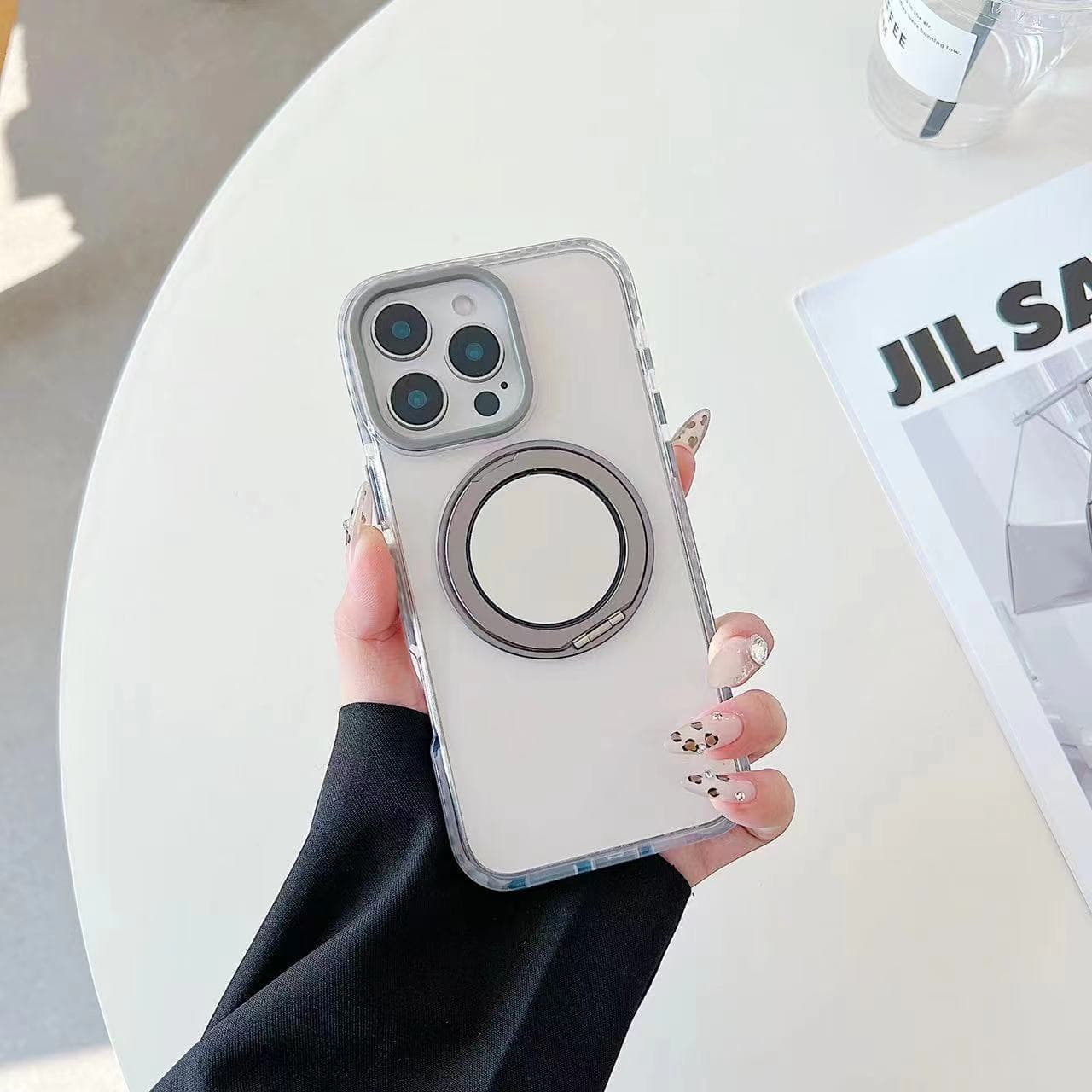 Applicable To IPhone16promax Magnetic Suction Phone Case Rotating Bracket Magsafe Apple 15 Dual-color Shell Samsung S24 Ultra