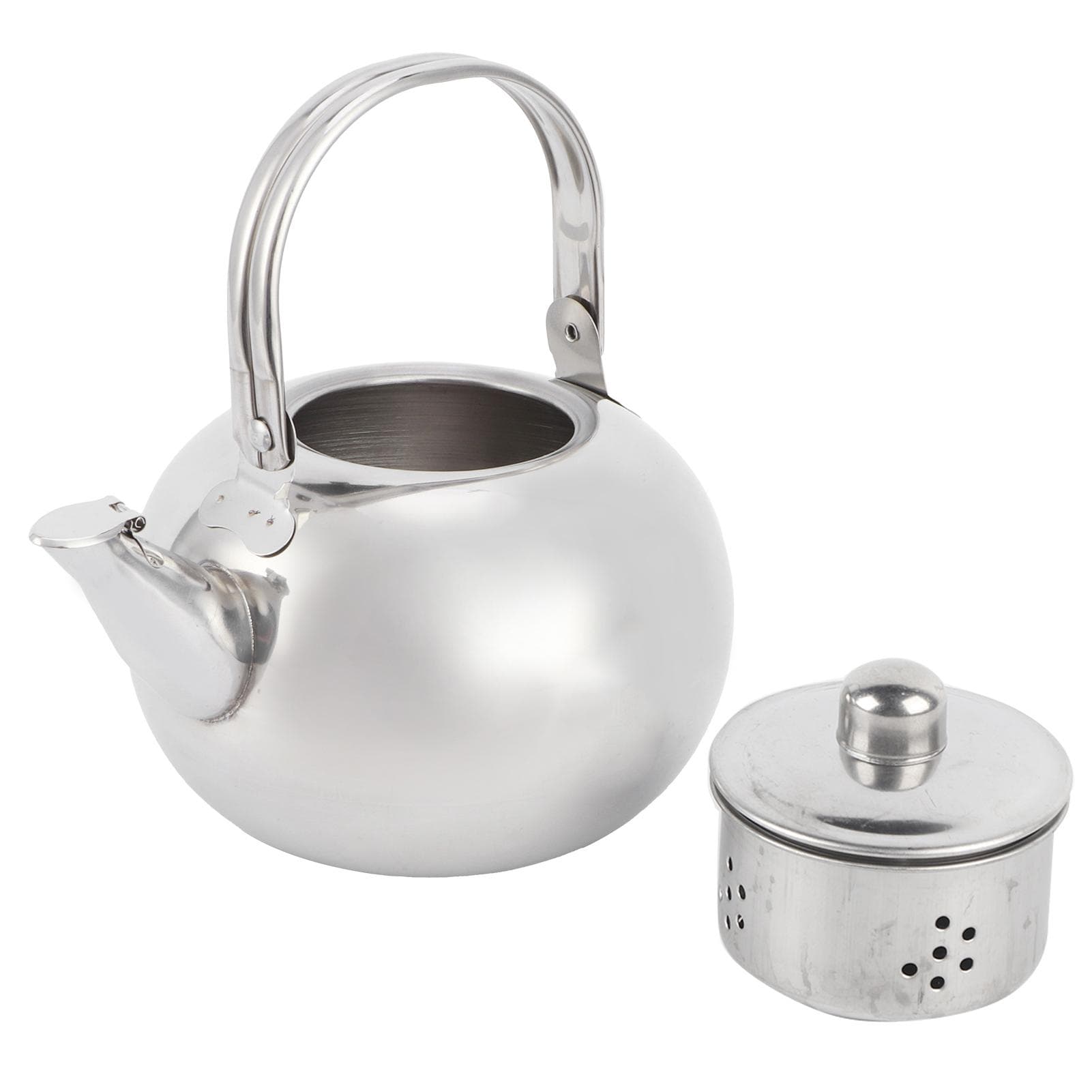 304 Stainless Steel Teapot Flat Bottom Induction Cooker Water Kettle Tea Pot with FilterSilver 14cm