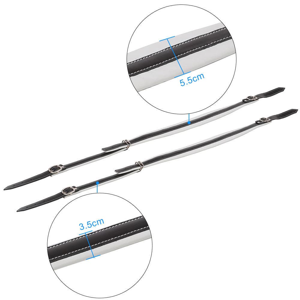 One Pair Adjustable Soft Accordion Shoulder Straps Black + White Leather