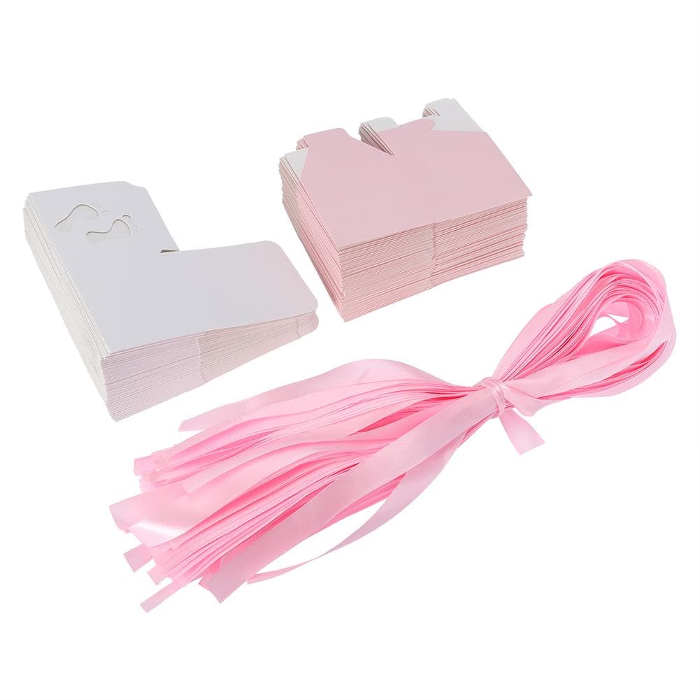 50Pcs Cute Baby Footprint Paper Candy Box Wedding Baby Shower Gift Candy Box (Pink) Pink