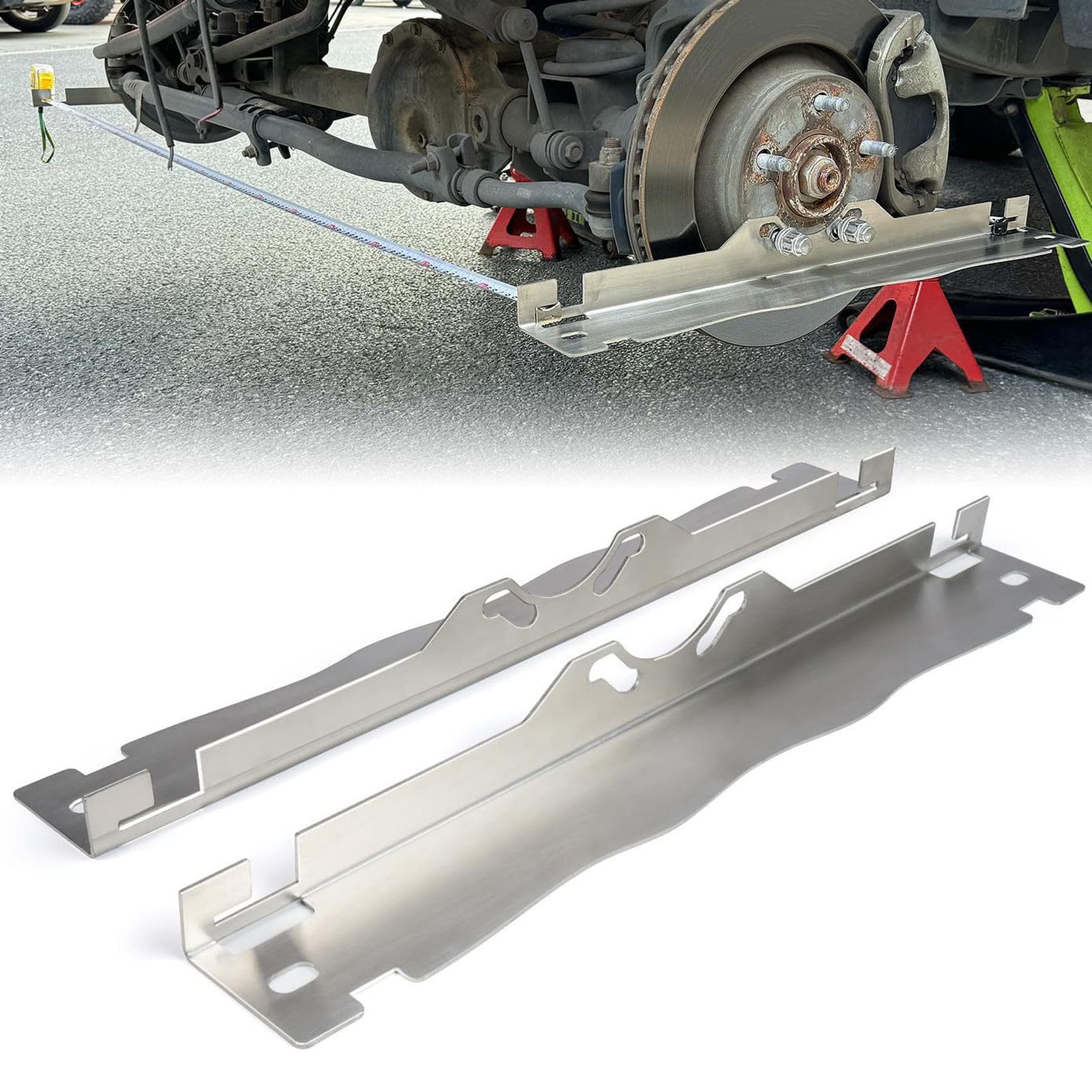 Heavy Duty Toe Alignment Tool Plates, 2PCS Stainless Steel Wheel Alignment Tool Plates with Hanging silver