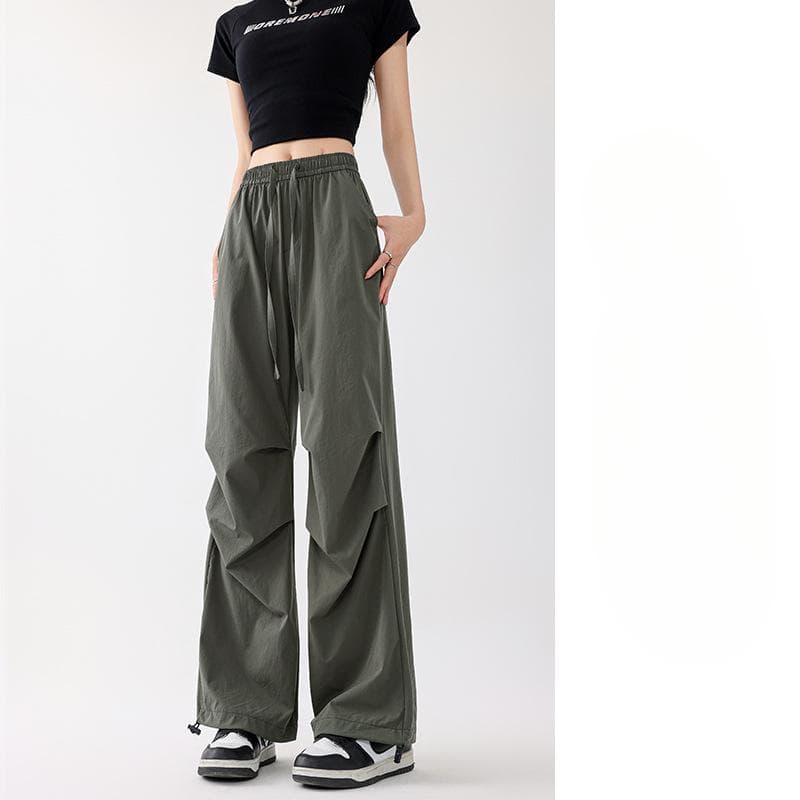 Quick-drying Work Pants for Women In Autumn New Style New Style Summer Charge Small Person High Waist Mountain Climbing Wide Legs XL