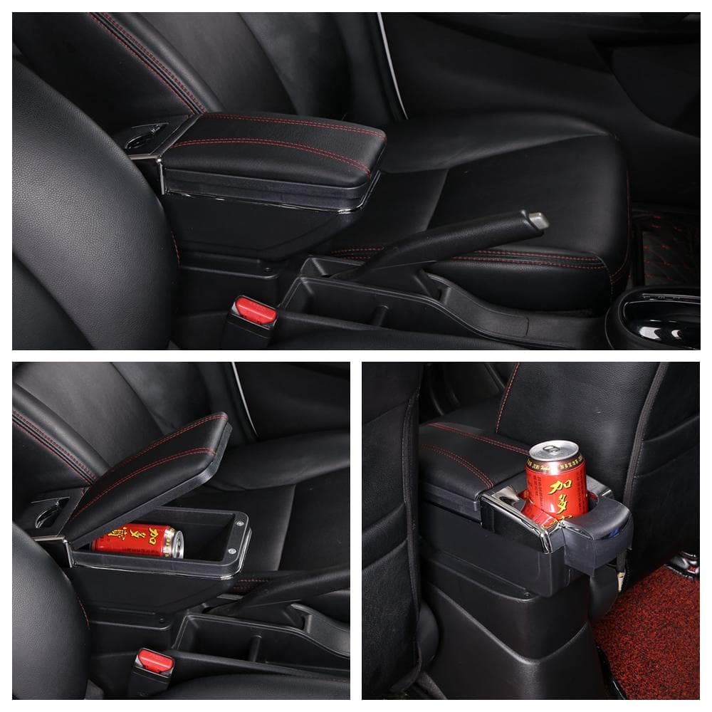 For Peugeot 2008 For Peugeot 208 Car Armrest Box 2019-2022 Retrofit Parts Interior Details Storage Accessories Rotatable black/red