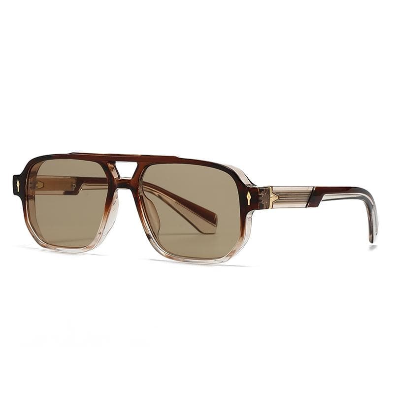 New European American Male Aviator Sunglasses Retro Double-Brorgon Square Frame Eyewear Cross-Border Spot 62011
