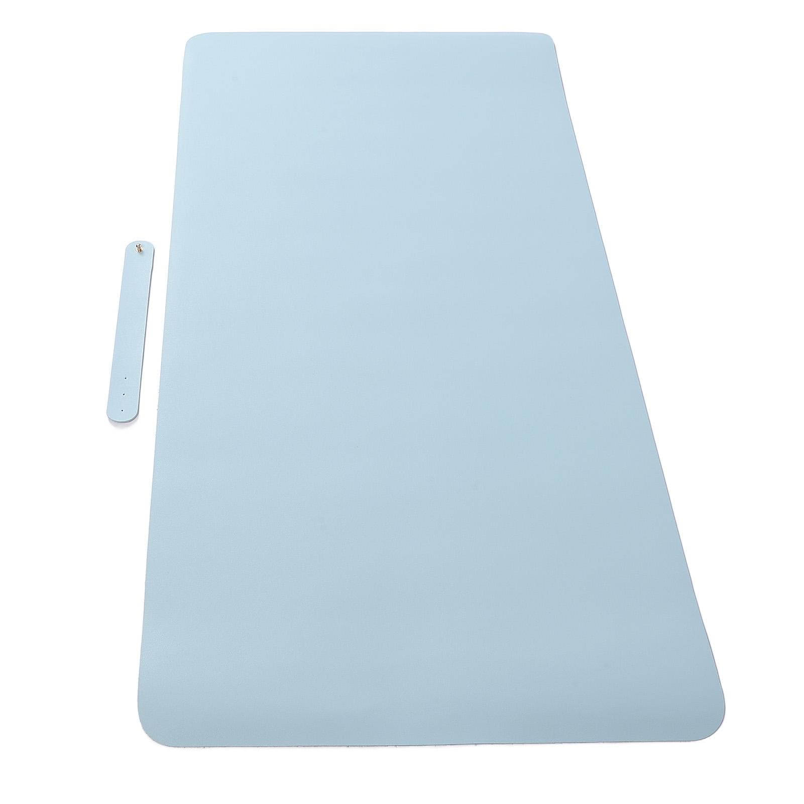 Leather Desk Mat Single Side 90x45cm Light Blue Thickened PU Vanity Mat for Nail Art Table Home