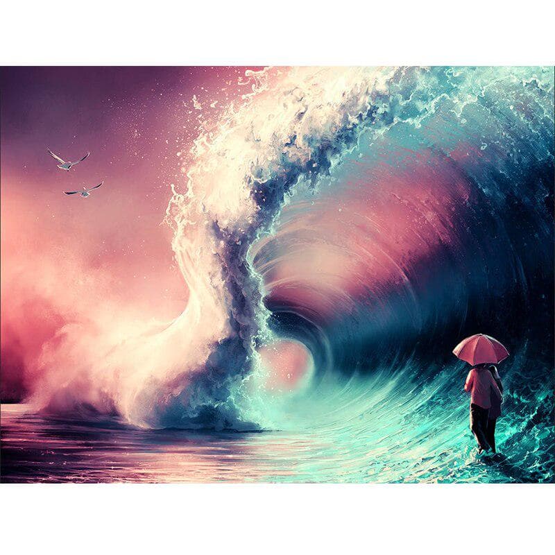 Cross Stitch Sea Wave Picture Home Decor Gift Full Round Diy Diamond Painting Free Cross Stitch kits 20X30CM