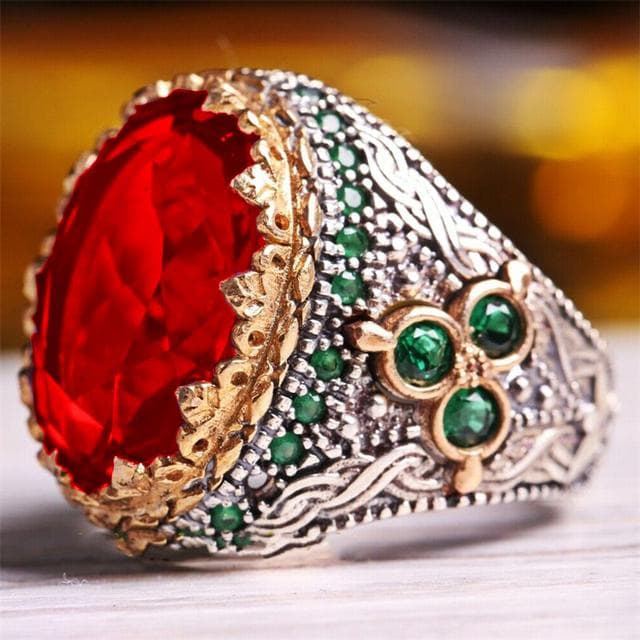 Inlaid Emerald Men's Luxury Ring Personality Retro Domineering Gem Sapphire Ring To Attend The Banquet Party Business Jewelry 10