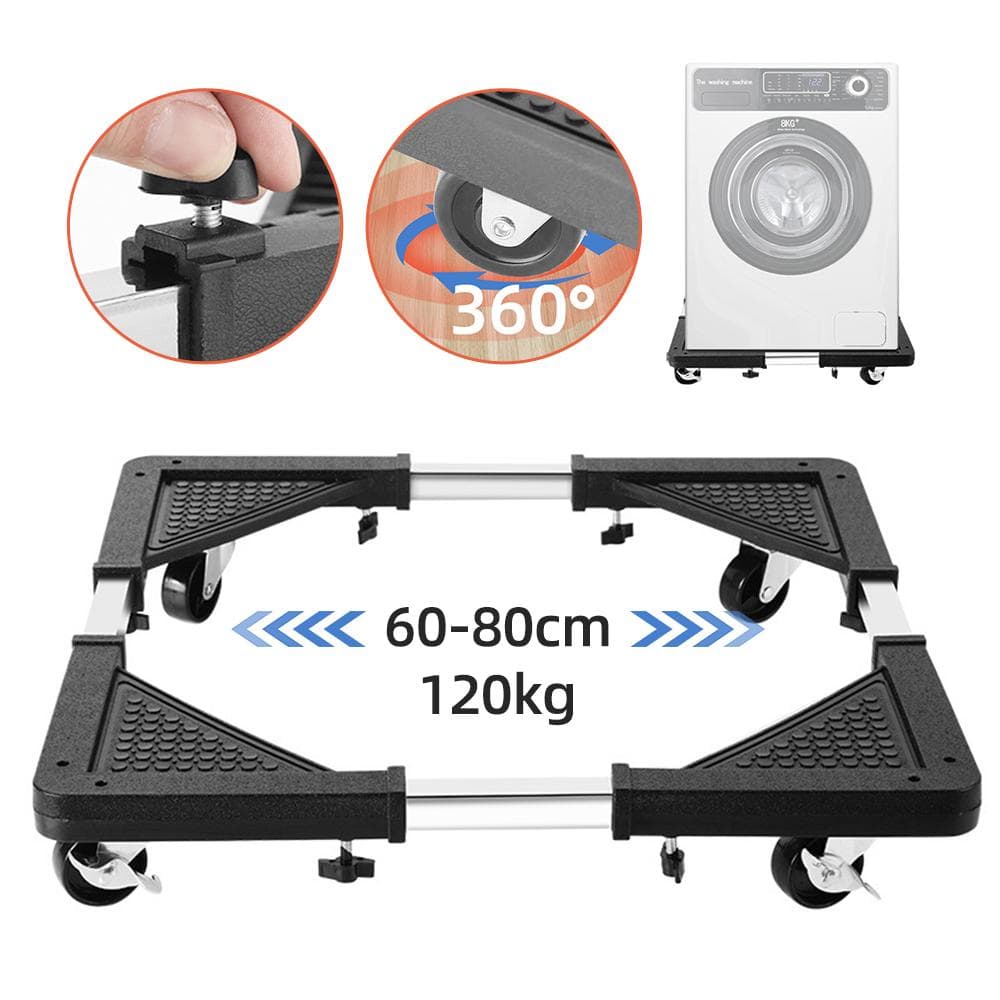 Rubber Wheel 40cm-60cm Mobile Fridge Stand Base,Washing Machine Stand with Wheels, Adjustable 60-80cm