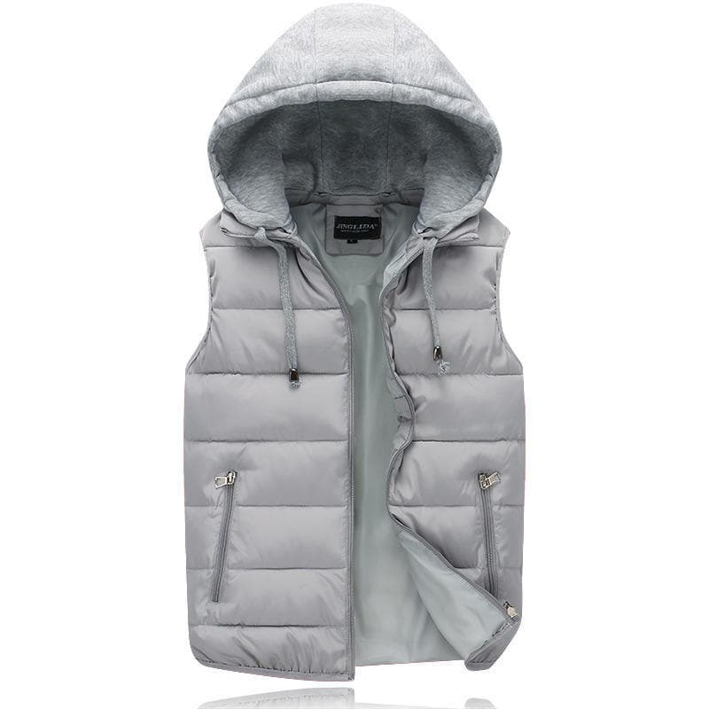 Warm Hooded Vest Coat for Women Men Couples Thicken Sleeveless Waistcoat 4XL grey