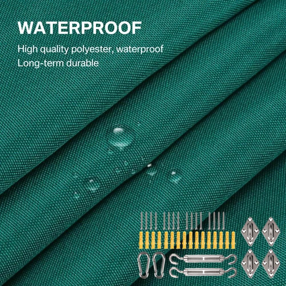 Sun Shade Sail Curved Commercial Outdoor Shade Cover Rectangle Triangle Heavy Duty Waterproof for Backyard Patio Garden Deck Square 2x2m green